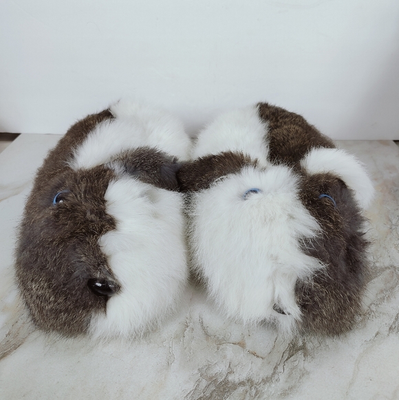 Unbranded Plush Guinea Pig Genuine Rabbit Fur Slippers, Sz M (7-8) - Picture 4 of 10